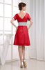 Hawaiian V-neck Short Sleeve Zip up Knee Length Party Dresses