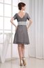 Hawaiian V-neck Short Sleeve Zip up Knee Length Party Dresses