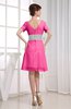 Hawaiian V-neck Short Sleeve Zip up Knee Length Party Dresses