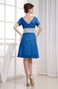 Hawaiian V-neck Short Sleeve Zip up Knee Length Party Dresses