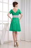 Hawaiian V-neck Short Sleeve Zip up Knee Length Party Dresses