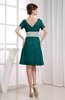 Hawaiian V-neck Short Sleeve Zip up Knee Length Party Dresses
