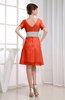 Hawaiian V-neck Short Sleeve Zip up Knee Length Party Dresses