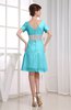 Hawaiian V-neck Short Sleeve Zip up Knee Length Party Dresses