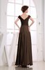 Vintage Empire Short Sleeve Zipper Chiffon Floor Length Bridesmaid Dresses