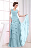 Elegant A-line Sleeveless Zip up Chiffon Floor Length Evening Dresses
