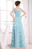 Elegant A-line Sleeveless Zip up Chiffon Floor Length Evening Dresses