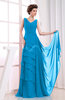 Elegant A-line Sleeveless Zip up Chiffon Floor Length Evening Dresses