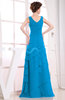 Elegant A-line Sleeveless Zip up Chiffon Floor Length Evening Dresses