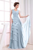 Elegant A-line Sleeveless Zip up Chiffon Floor Length Evening Dresses