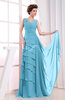 Elegant A-line Sleeveless Zip up Chiffon Floor Length Evening Dresses