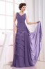 Elegant A-line Sleeveless Zip up Chiffon Floor Length Evening Dresses