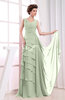 Elegant A-line Sleeveless Zip up Chiffon Floor Length Evening Dresses