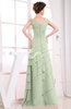 Elegant A-line Sleeveless Zip up Chiffon Floor Length Evening Dresses