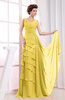 Elegant A-line Sleeveless Zip up Chiffon Floor Length Evening Dresses