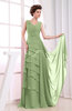 Elegant A-line Sleeveless Zip up Chiffon Floor Length Evening Dresses