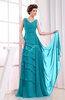 Elegant A-line Sleeveless Zip up Chiffon Floor Length Evening Dresses