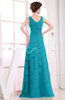 Elegant A-line Sleeveless Zip up Chiffon Floor Length Evening Dresses