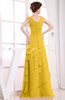 Elegant A-line Sleeveless Zip up Chiffon Floor Length Evening Dresses
