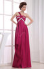 Casual Asymmetric Neckline Sleeveless Zip up Chiffon-Satin Floor Length Evening Dresses