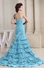 Romantic Zip up Chiffon Chapel Train Rhinestone Prom Dresses