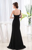 Elegant Sheath Asymmetric Neckline Sleeveless Chiffon Sweep Train Evening Dresses