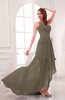 Romantic Asymmetric Neckline Chiffon Hi-Lo Ruching Wedding Guest Dresses