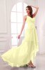 Romantic Asymmetric Neckline Chiffon Hi-Lo Ruching Wedding Guest Dresses