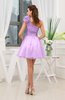 Elegant Asymmetric Neckline Zipper Organza Short Ruching Graduation Dresses