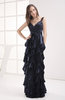 Plain Thick Straps Backless Floor Length Ruffles Party Dresses