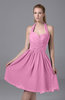 Modest Halter Sleeveless Chiffon Knee Length Ruching Party Dresses