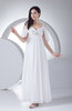 Modest Outdoor Empire Backless Chiffon Ankle Length Beaded Bridal Gowns