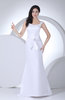 Elegant Hall Column Zipper Satin Sweep Train Bridal Gowns