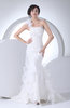 Modest Church Asymmetric Neckline Sleeveless Lace up Ruffles Bridal Gowns
