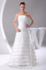 Cute Garden A-line Strapless Zipper Organza Floor Length Bridal Gowns