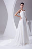 Modest Church Sleeveless Backless Chiffon Ruching Bridal Gowns