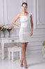 Modest Sheath Backless Silk Like Satin Short Beaded Prom Dresses