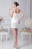 Modest Sheath Backless Silk Like Satin Short Beaded Prom Dresses