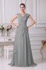 Elegant A-line V-neck Short Sleeve Chiffon Floor Length Prom Dresses