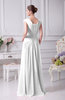 Elegant A-line V-neck Short Sleeve Chiffon Floor Length Prom Dresses