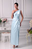 Plain Column One Shoulder Sleeveless Zip up Ankle Length Prom Dresses