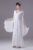 Modest Garden Column V-neck Long Sleeve Zip up Bridal Gowns