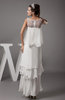 Simple Garden Jewel Sleeveless Tea Length Tiered Bridal Gowns