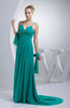 Elegant A-line V-neck Sleeveless Chiffon Sweep Train Evening Dresses