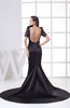 Gorgeous Sabrina Short Sleeve Zip up Satin Chapel Train Prom Dresses