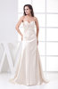 Plain Outdoor A-line Sweetheart Sleeveless Satin Embroidery Bridal Gowns
