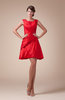 Plain A-line Scoop Zipper Mini Ruching Cocktail Dresses