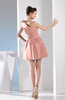 Simple A-line One Shoulder Mini Pleated Bridesmaid Dresses