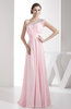 Elegant A-line Asymmetric Neckline Chiffon Floor Length Pleated Party Dresses