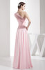 Elegant A-line Asymmetric Neckline Chiffon Floor Length Pleated Party Dresses
